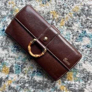 Vintage Gucci Leather Wallet with Bamboo D-Ring